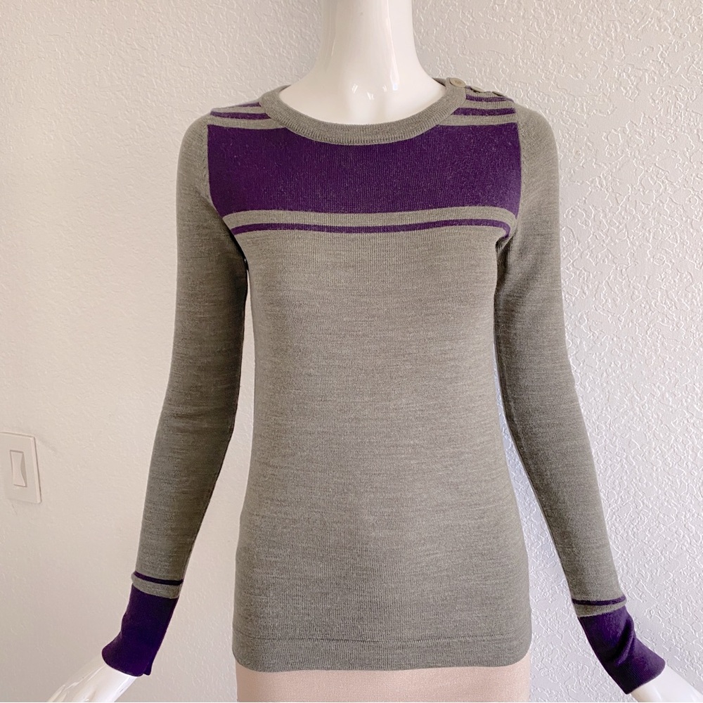 Marc by Marc Jacob purple brown stripe crew neck sweater